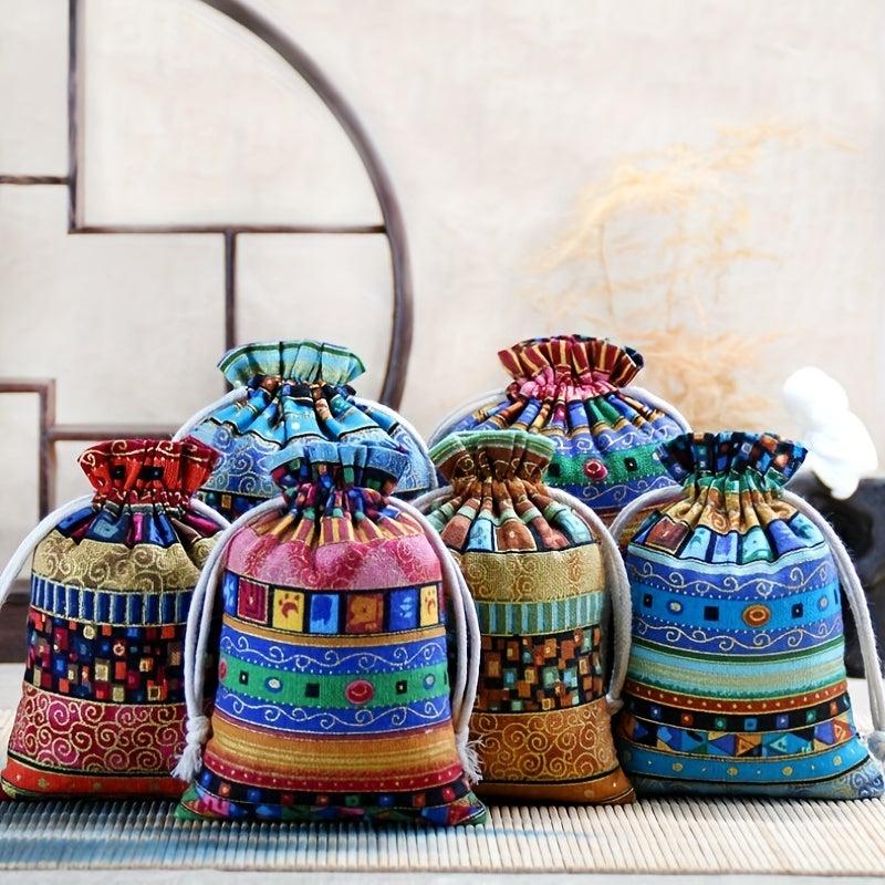2pcs Christmas Drawstring Jewelry Storage Bag Portable Cosmetic Storage Gift Bag