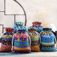 2pcs Christmas Drawstring Jewelry Storage Bag Portable Cosmetic Storage Gift Bag