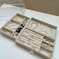 3-Drawer Velvet Jewelry Box - Desktop Organizer