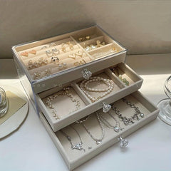 3-Drawer Velvet Jewelry Box - Desktop Organizer