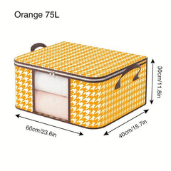 Large Capacity Visible Window Houndstooth Quilt Storage Bag