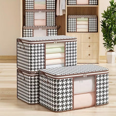 Large Capacity Visible Window Houndstooth Quilt Storage Bag