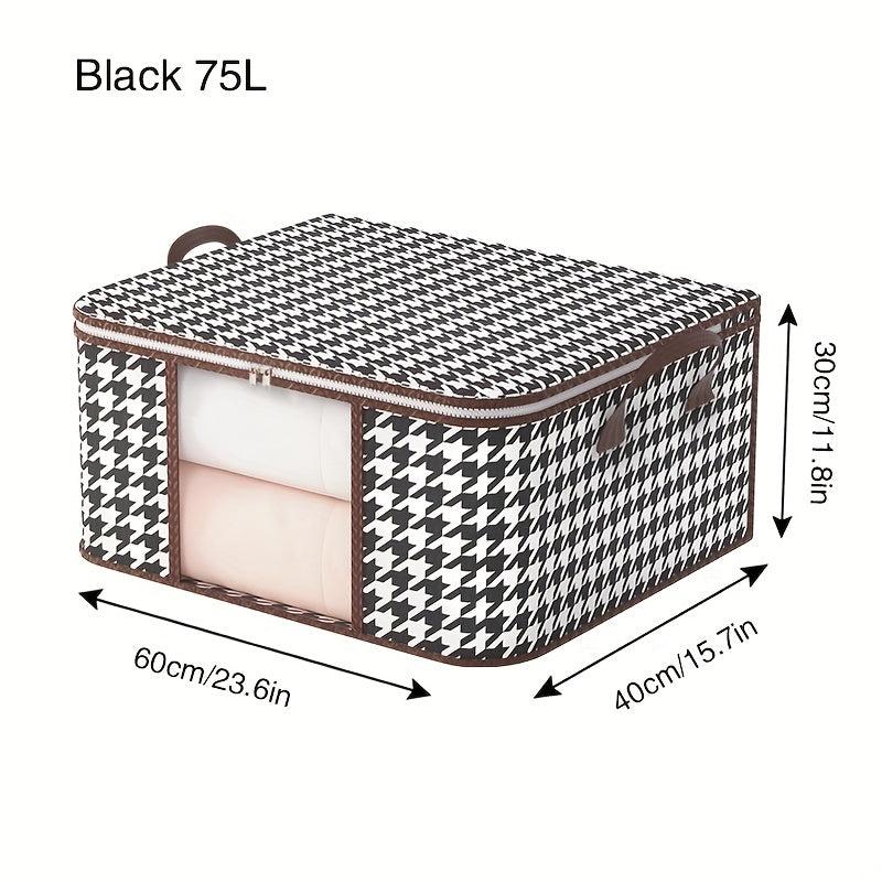 Large Capacity Visible Window Houndstooth Quilt Storage Bag