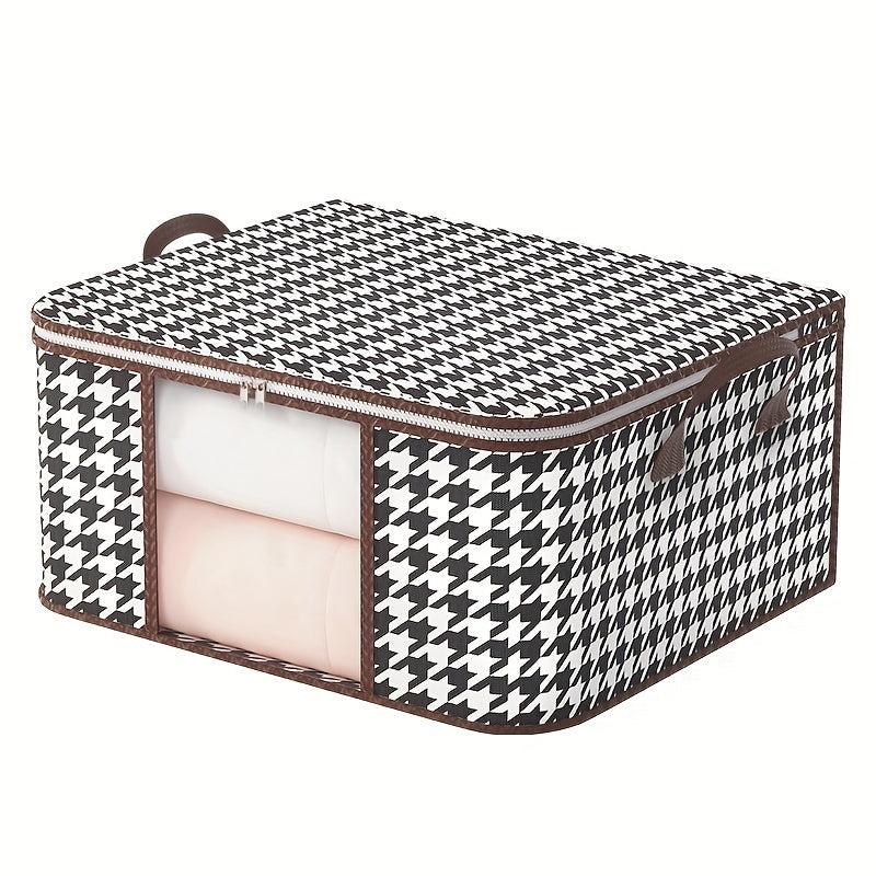 Large Capacity Visible Window Houndstooth Quilt Storage Bag