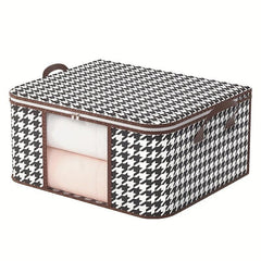 Large Capacity Visible Window Houndstooth Quilt Storage Bag