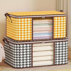 Large Capacity Visible Window Houndstooth Quilt Storage Bag