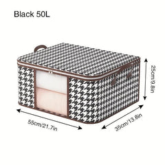 Large Capacity Visible Window Houndstooth Quilt Storage Bag