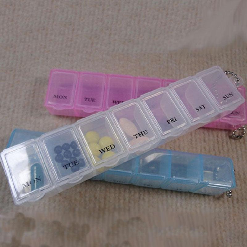 Pink Weekly Pill Case Dispenser Dustproof Pillbox Organizer