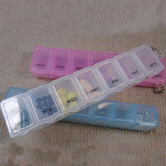 Pink Weekly Pill Case Dispenser Dustproof Pillbox Organizer