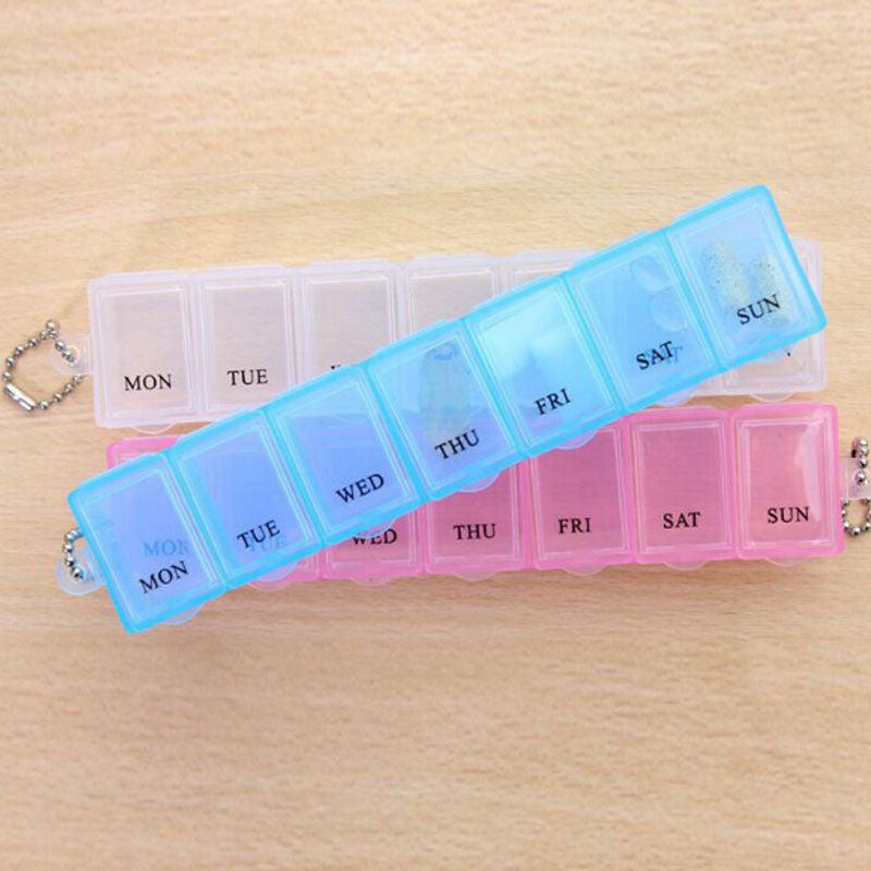 Pink Weekly Pill Case Dispenser Dustproof Pillbox Organizer