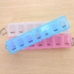 Pink Weekly Pill Case Dispenser Dustproof Pillbox Organizer