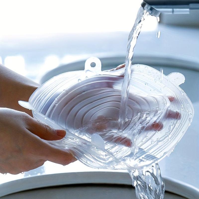 6pcs Silicone Stretch Lids Leak-proof Caps Vacuum Seal Suction Cover