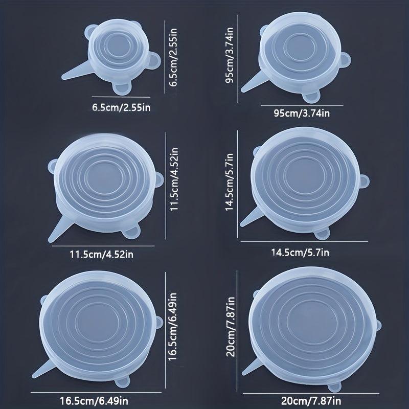 6pcs Silicone Stretch Lids Leak-proof Caps Vacuum Seal Suction Cover