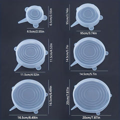 6pcs Silicone Stretch Lids Leak-proof Caps Vacuum Seal Suction Cover