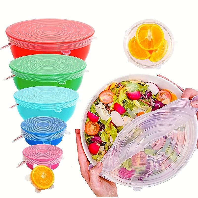 6pcs Silicone Stretch Lids Leak-proof Caps Vacuum Seal Suction Cover