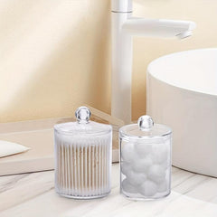 4 Pack Qtip Holder Bathroom Organizers Clear Plastic Apothecary Jars