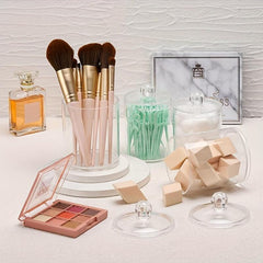 4 Pack Qtip Holder Bathroom Organizers Clear Plastic Apothecary Jars