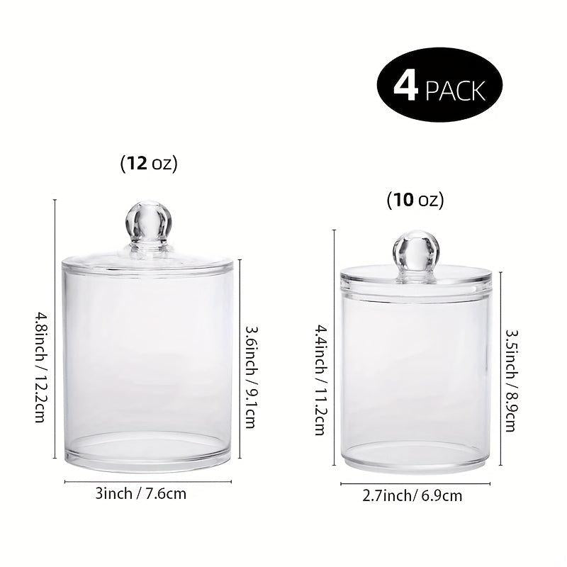 4 Pack Qtip Holder Bathroom Organizers Clear Plastic Apothecary Jars