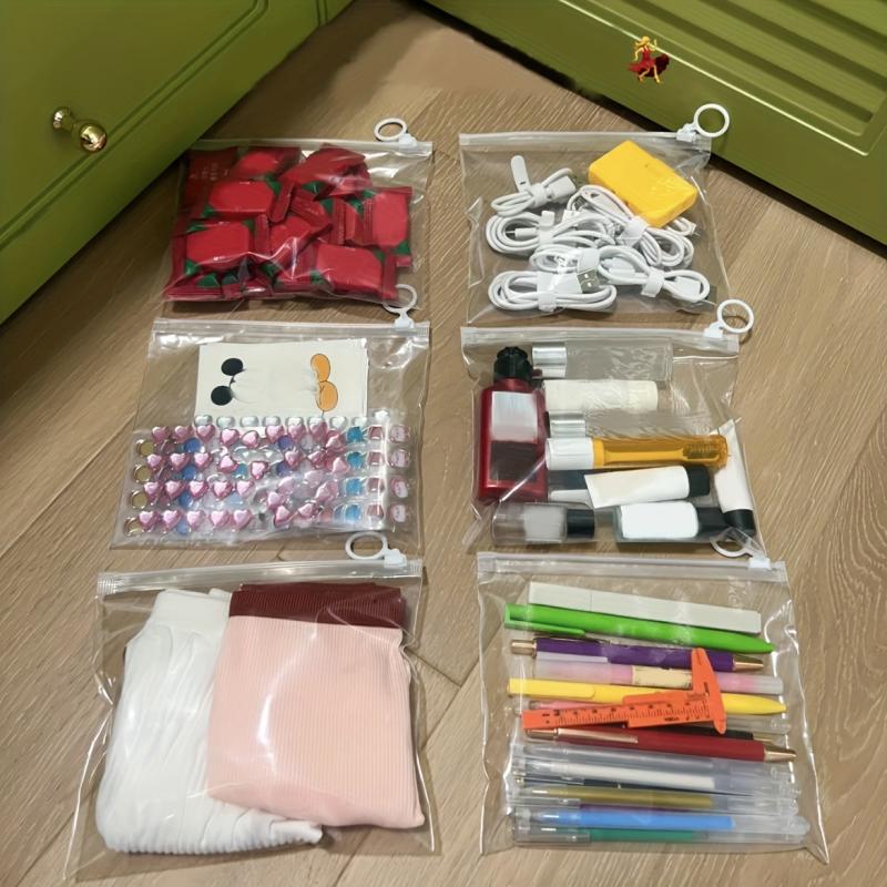 20pcs Clear Zippered Storage Bags for Various Items Household Storage