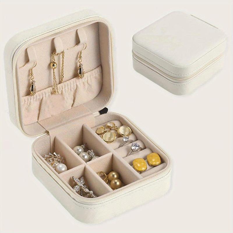 Portable Jewelry Storage Box Travel Earrings Necklace Ring Case