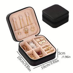 Portable Jewelry Storage Box Travel Earrings Necklace Ring Case