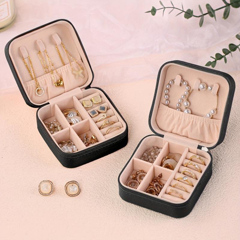 Portable Jewelry Storage Box Travel Earrings Necklace Ring Case