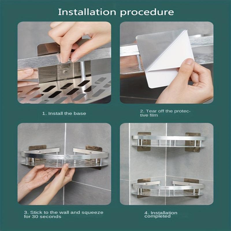 Wall Mounted Bathroom Storage Rack Aluminum Space Saver Organizer