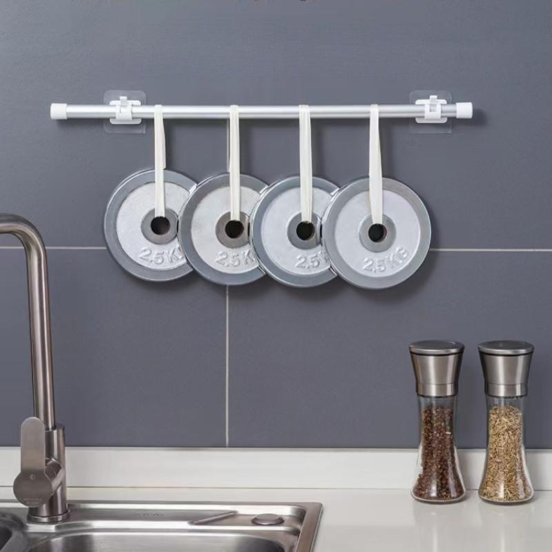 2pcs Adhesive Curtain Rod Hook Bracket Towel Rod Fixing Clip