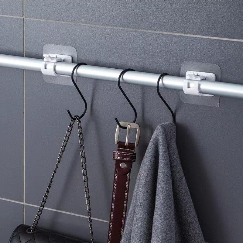 2pcs Adhesive Curtain Rod Hook Bracket Towel Rod Fixing Clip