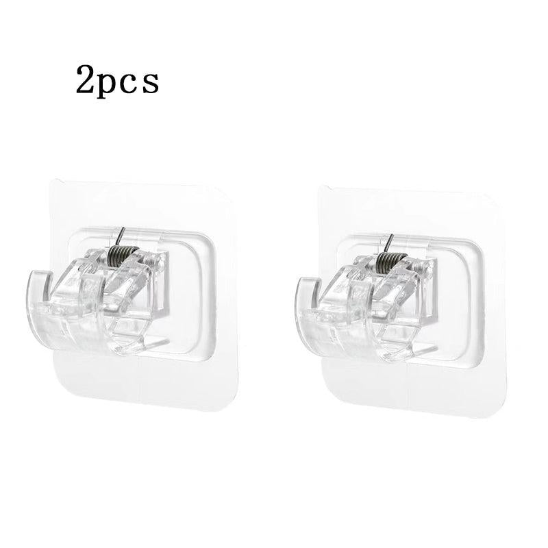 2pcs Adhesive Curtain Rod Hook Bracket Towel Rod Fixing Clip