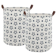 2pcs Large Laundry Baskets 20 Inches High with Leather Handles
