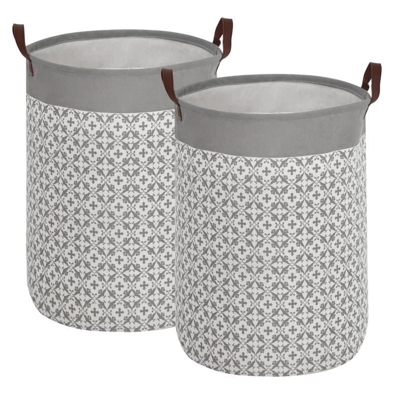 2pcs Large Laundry Baskets 20 Inches High with Leather Handles