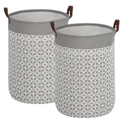 2pcs Large Laundry Baskets 20 Inches High with Leather Handles