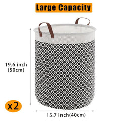 2pcs Large Laundry Baskets 20 Inches High with Leather Handles