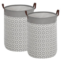 2pcs Large Laundry Baskets 20 Inches High with Leather Handles