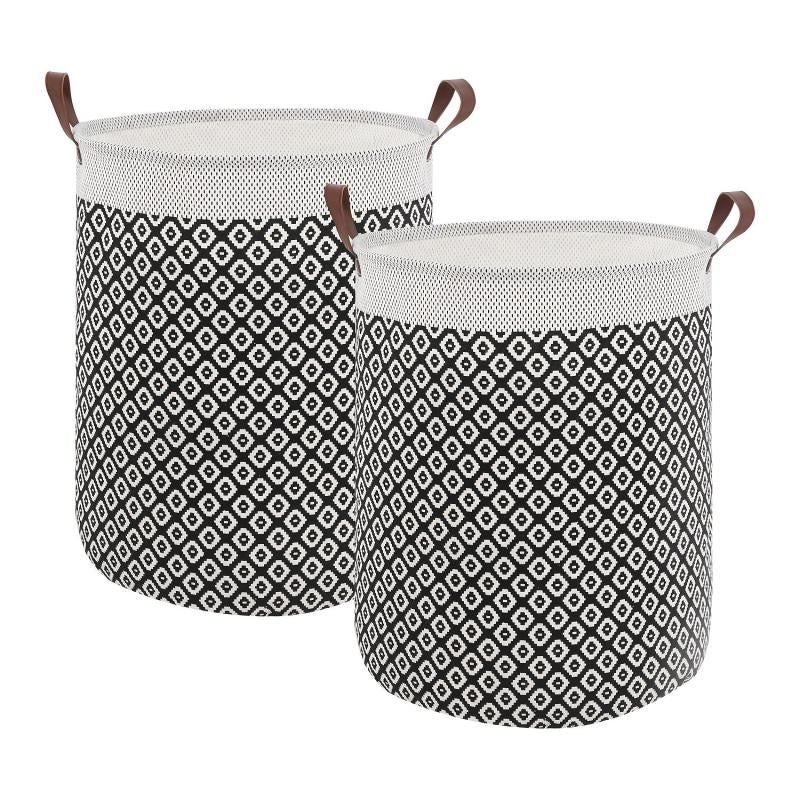 2pcs Large Laundry Baskets 20 Inches High with Leather Handles