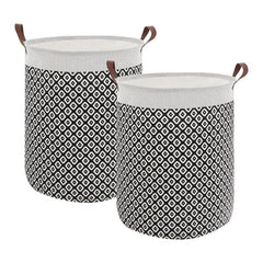 2pcs Large Laundry Baskets 20 Inches High with Leather Handles