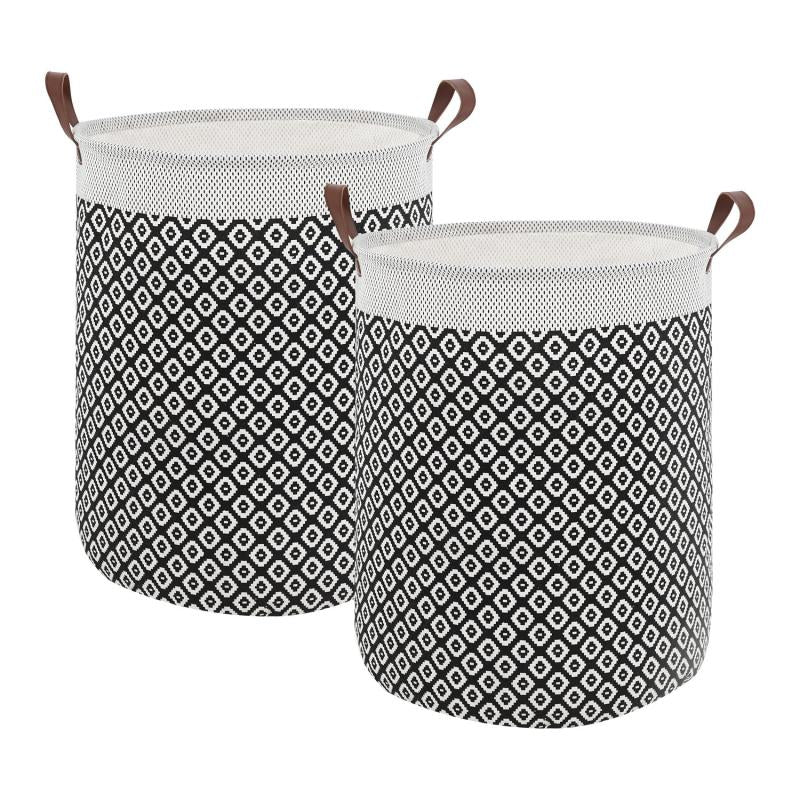 2pcs Large Laundry Baskets 20 Inches High with Leather Handles