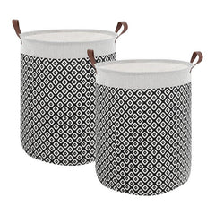 2pcs Large Laundry Baskets 20 Inches High with Leather Handles