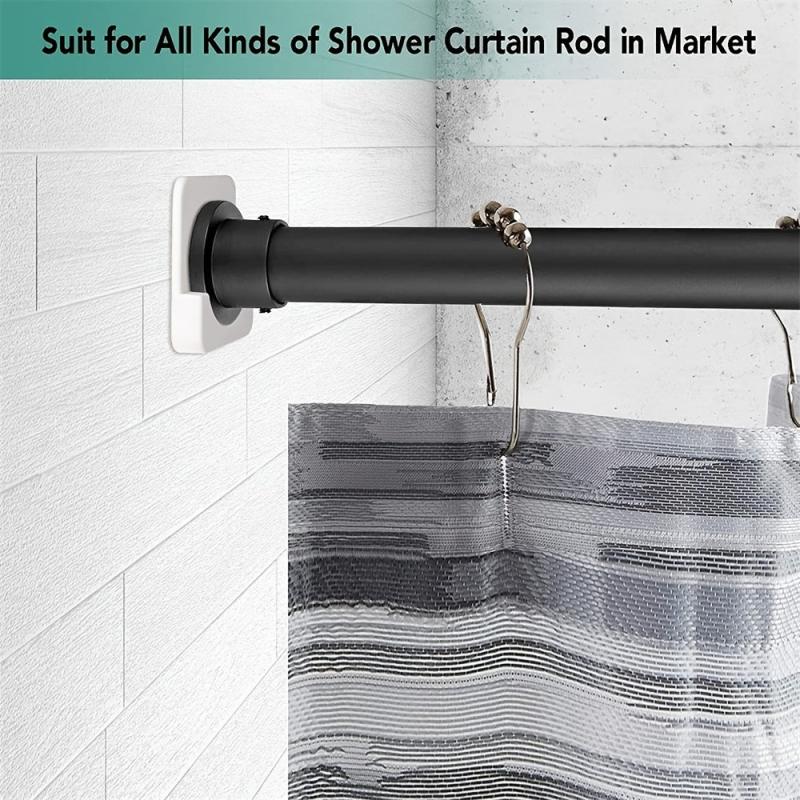 Stick-on Shower Curtain Rod Tension Holder Set, No Drilling, Easy Installation