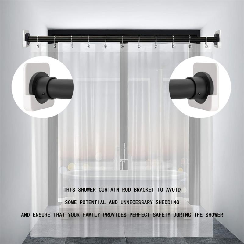 Stick-on Shower Curtain Rod Tension Holder Set, No Drilling, Easy Installation