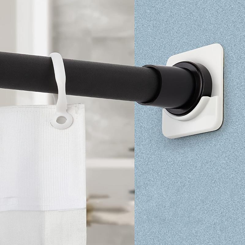 Stick-on Shower Curtain Rod Tension Holder Set, No Drilling, Easy Installation