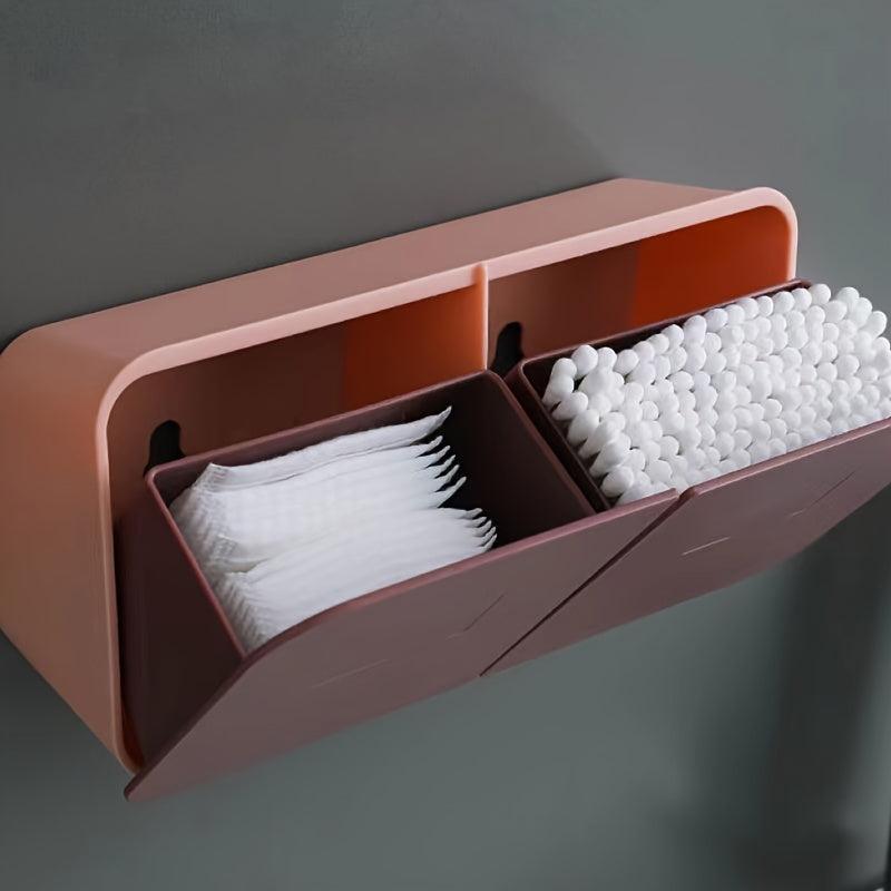 Wall Mounted Cotton Swab Storage Box Organizer