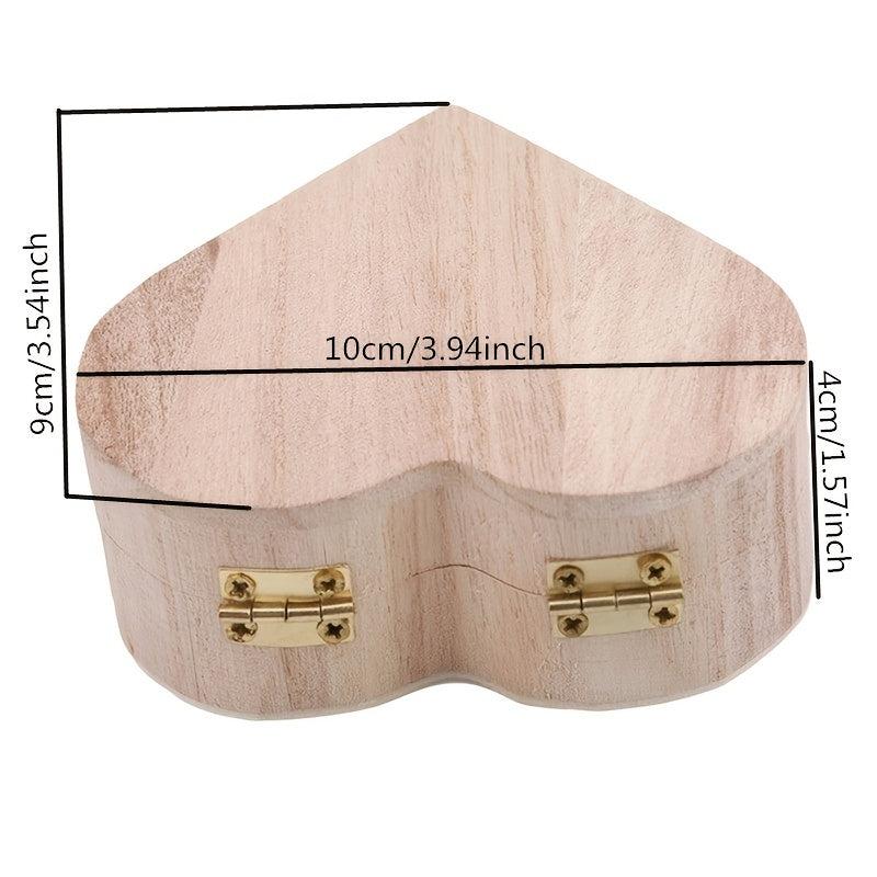 Heart Shaped Wooden Jewelry Trinket Box