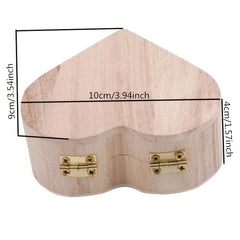 Heart Shaped Wooden Jewelry Trinket Box