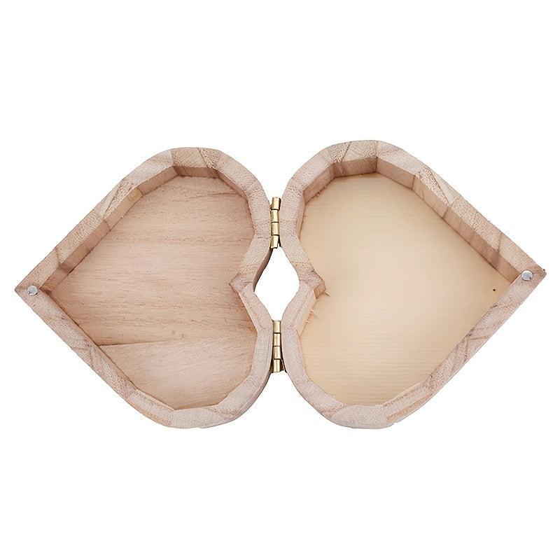 Heart Shaped Wooden Jewelry Trinket Box
