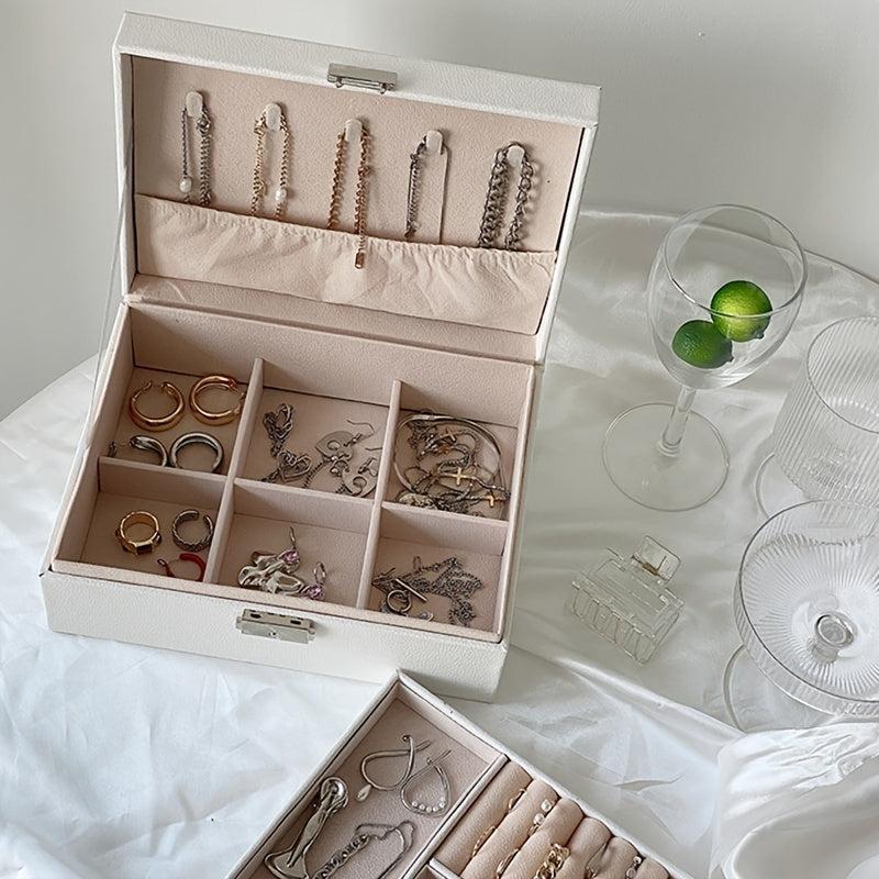 Stylish 2 Layer Jewelry Organizer Box with Lock