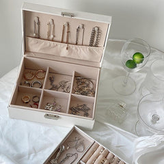 Stylish 2 Layer Jewelry Organizer Box with Lock