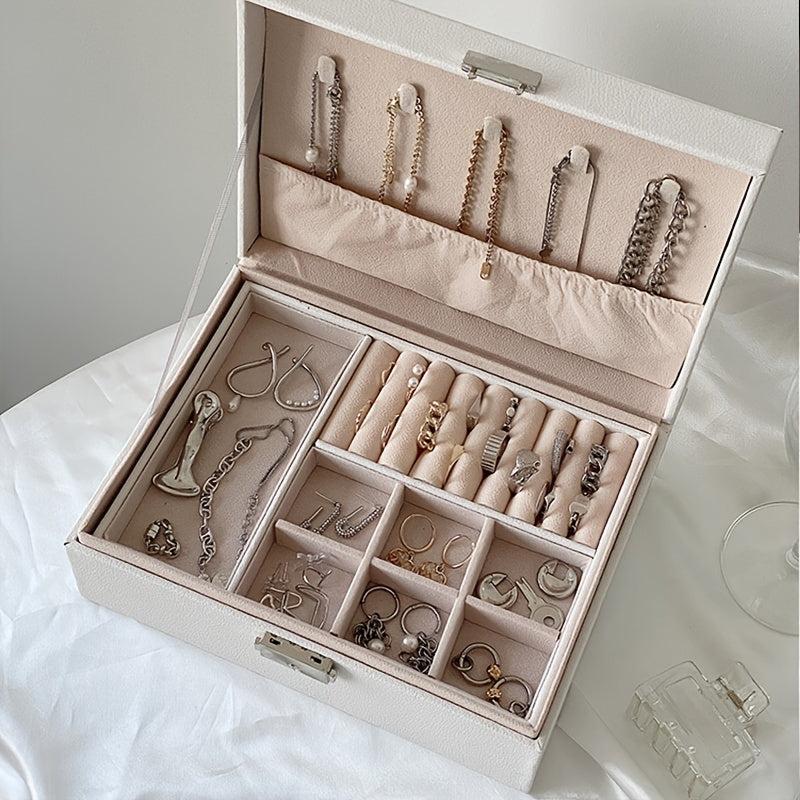 Stylish 2 Layer Jewelry Organizer Box with Lock