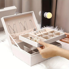 Stylish 2 Layer Jewelry Organizer Box with Lock